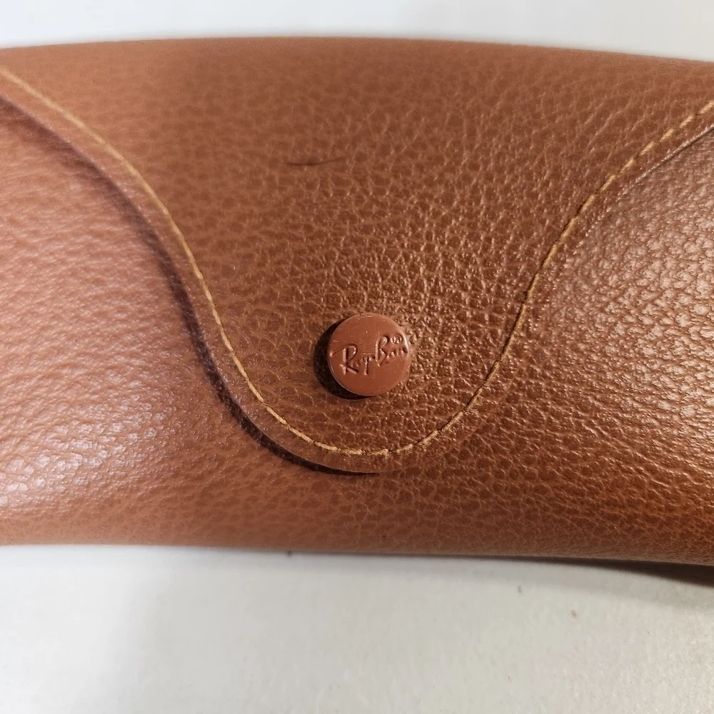 Ray-Ban Brown Pebbled Leather Glasses Case Semi-Soft Flip Top